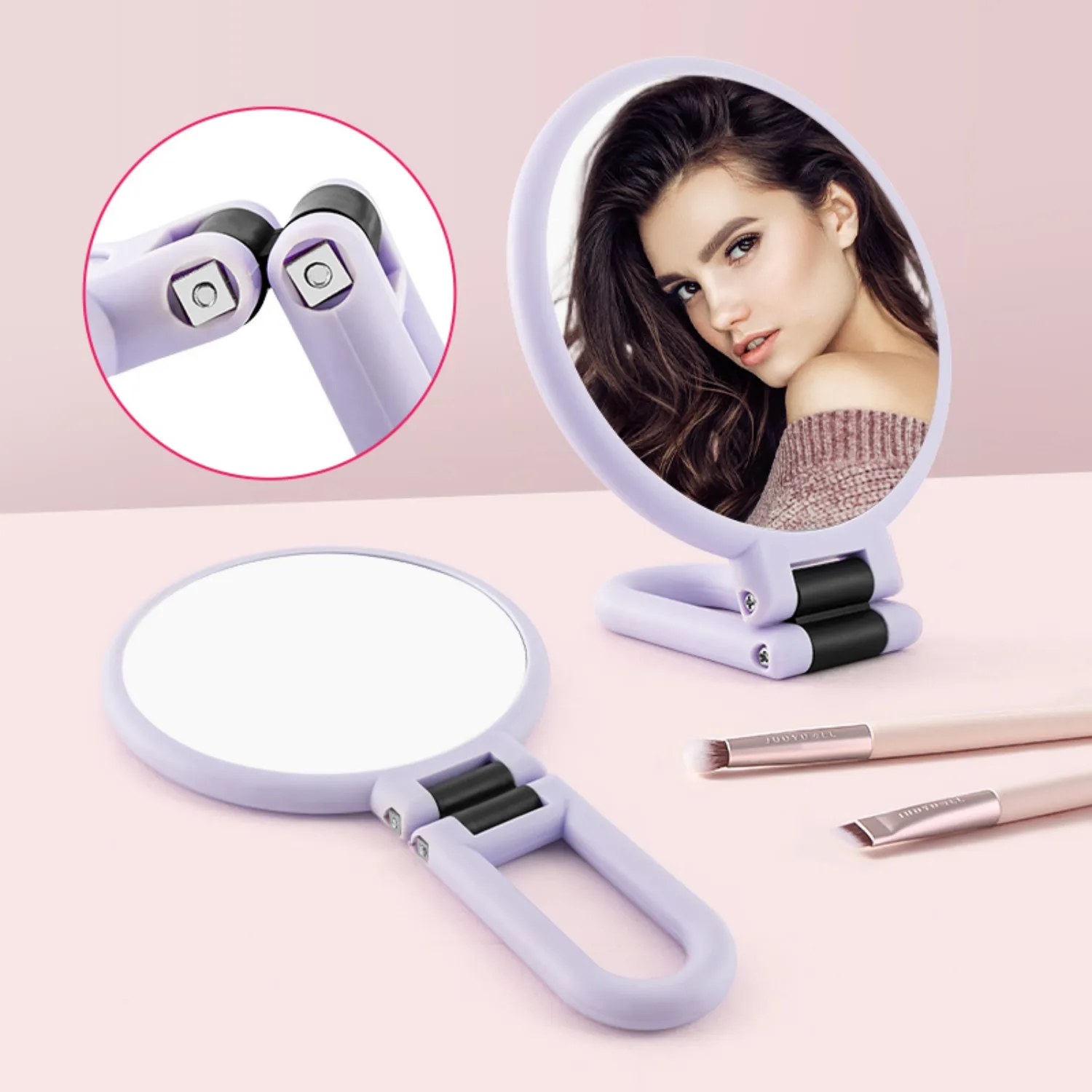 10X Magnification Travel Mirror, Dual-Sided Portable Makeup Mirror, Lightweight Foldable Vanity Mirror with Stand, Handheld & Ha