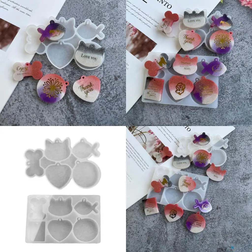 1/2x Resin Molds for Cat Bone Fish Epoxy Casting Molds with Hole Polymer M