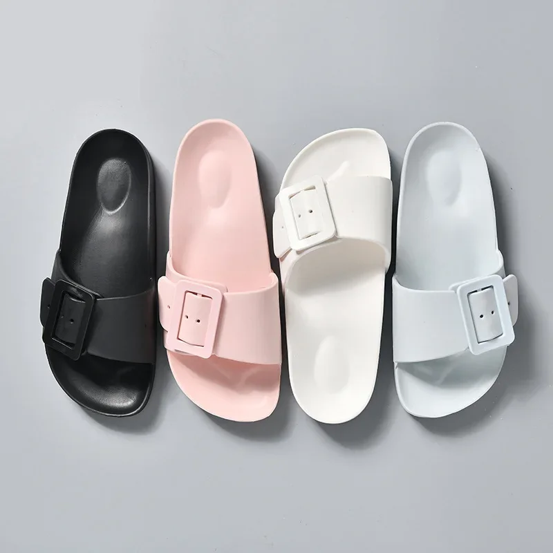 

2024 Fashion PVC Summer Outdoor Beach Slippers Adults Single Buckle EVA Slides Sandal Flip Flop Platform Casual Shoes flip flops