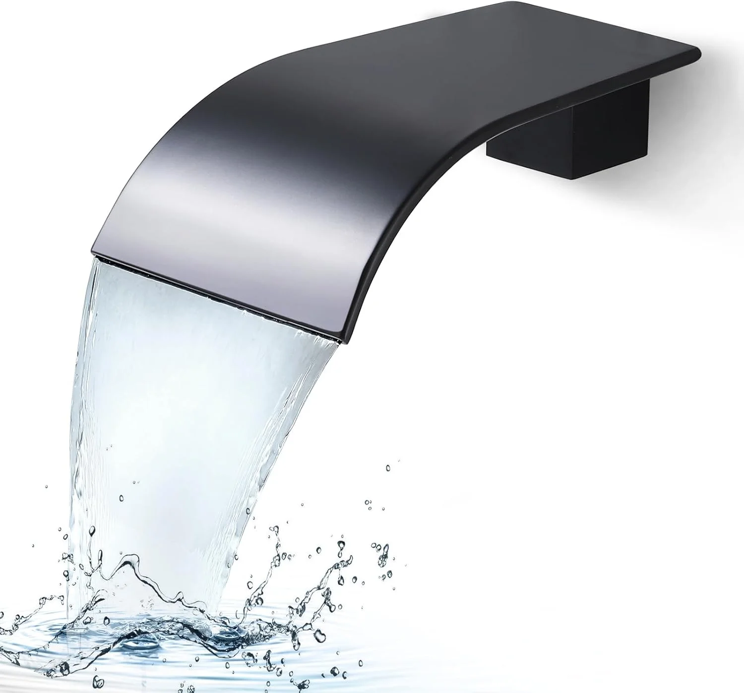 BANGPU Wall Mounted Waterfall Bathtub Nozzle Faucet Replacement Waterfall Bath Basin Spout Faucet Accessories Matte Black