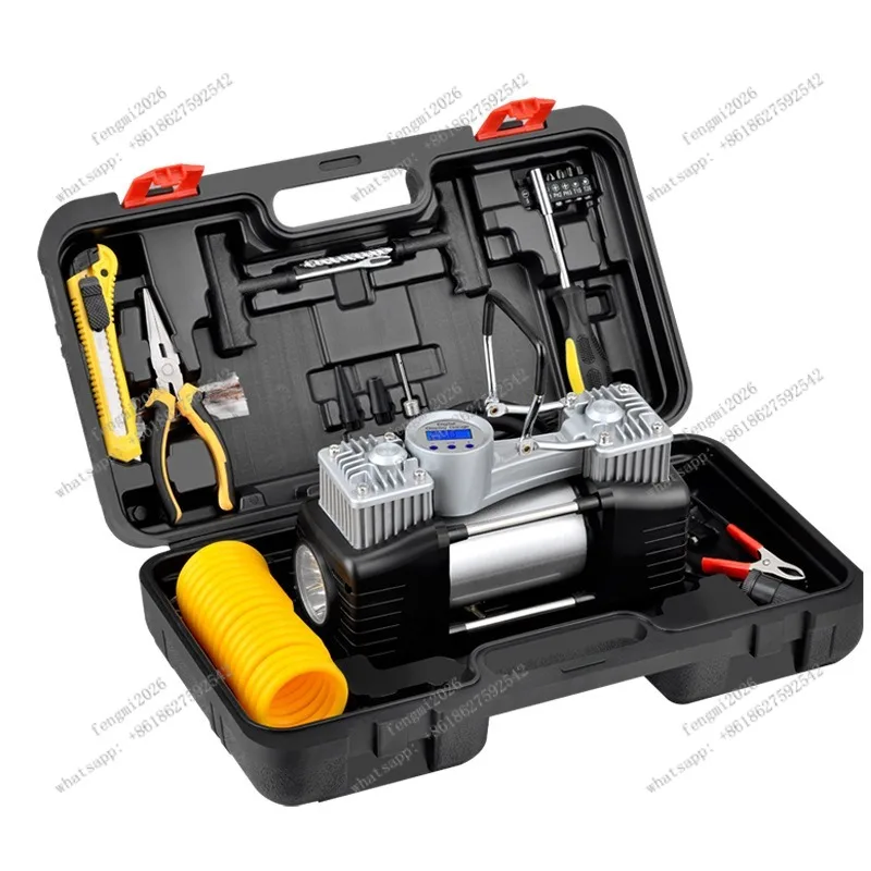 

Portable Metal Dual Cylinder Air Compressor High Power Car Tire Inflator Pump for Off-Road Vehicle