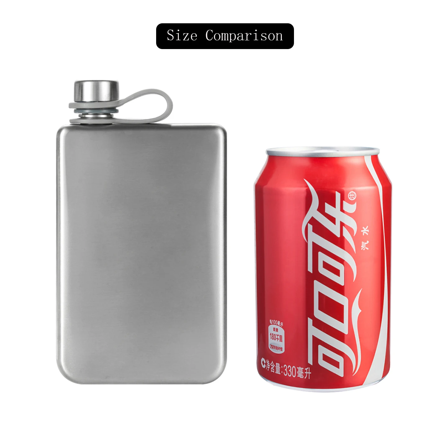 9oz 304 Edelstahl-Trinkflasche in Lebensmittelqualität, rechteckige Alkoholflasche für Whiskey und Wodka, Trinkflagon für Outdoor-Camping, Geschenk – Detail 3