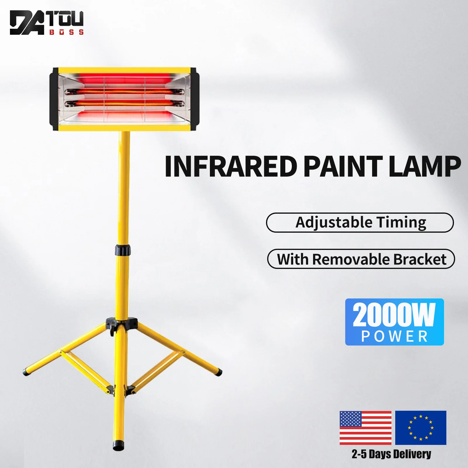 

DATOUBOSS ZJ-KC-002-Y Short Wave Infrared Paint Lamp 2000W Temperature Increasing High Brightness LED Tube Liftable Stand