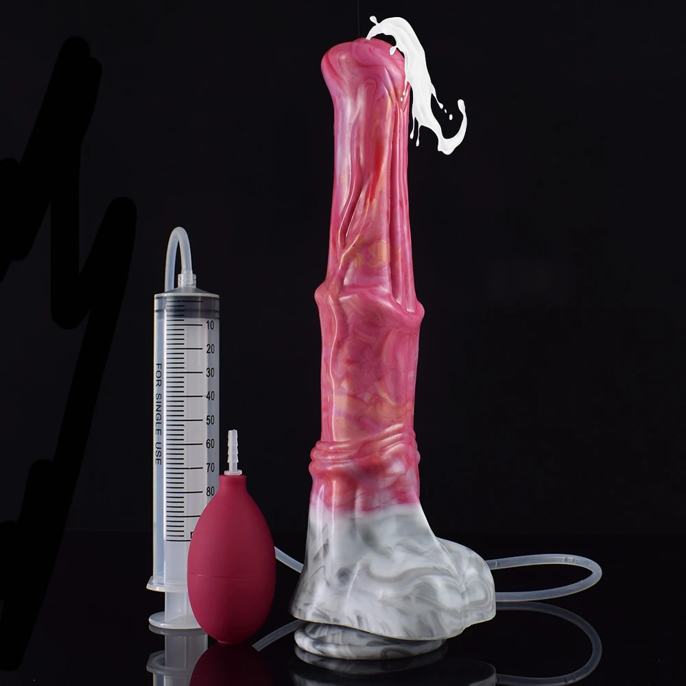 

FAAK Large Ejaculation Horse Dildo With Sucker Raw Meat Gory Color Spray Liquid Function Squirting Penis Sex Toys For Women Men