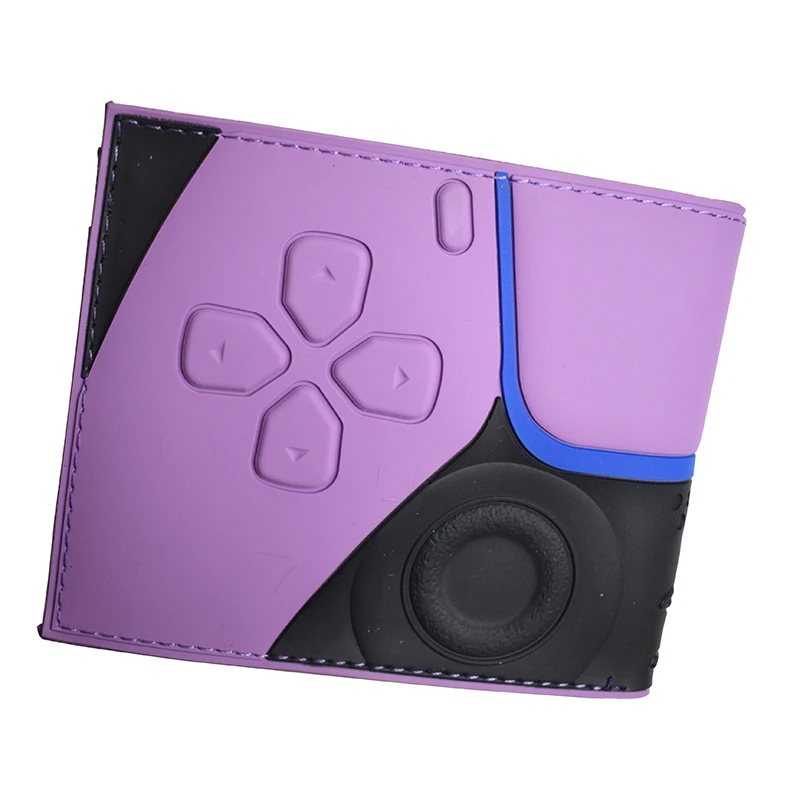 7 Color Game Controller Design Wallet PVC Short Purse with Zipper Coin Pocket for Game Cosplay