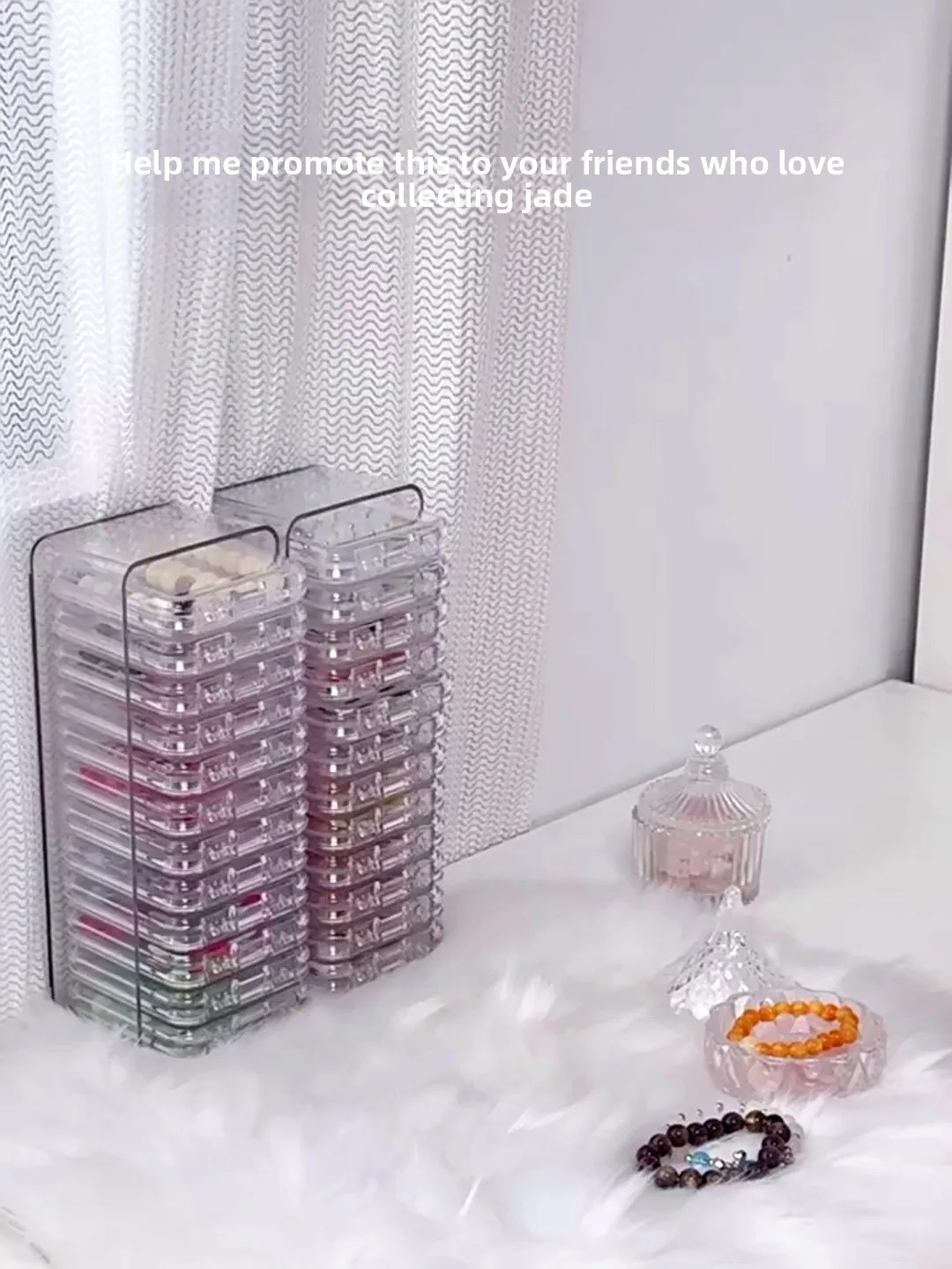 Boîte de rangement de bijoux en cristal, boîte de rangement de boucles d'oreilles, organisateur de bureau Transparent, présentoir, support d'accessoires décoratifs pour la maison