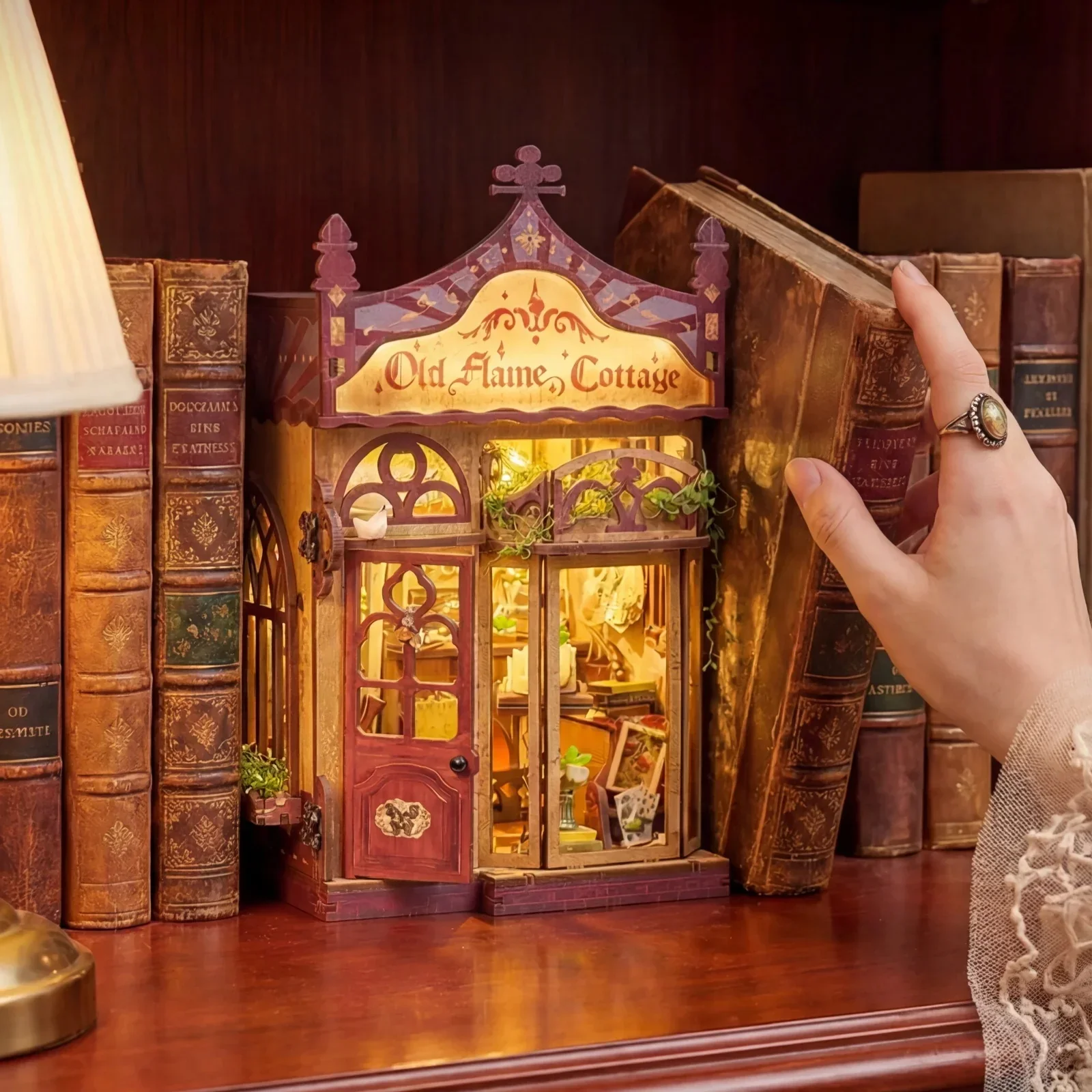 DIY Wooden Vintage Flame Casa Cottage Miniature Dollhouse 3D Puzzle Assembly Model Kits for Adults Birthday Gifts Home Decor ﻿