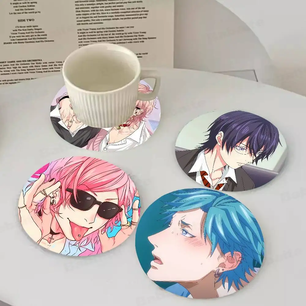 

Cute Manga Yarichin Club Natural Coaster Creative Cute Cartoon Absorbent Cushion Coffee Mug Bowl Cushion Insulation Cushion