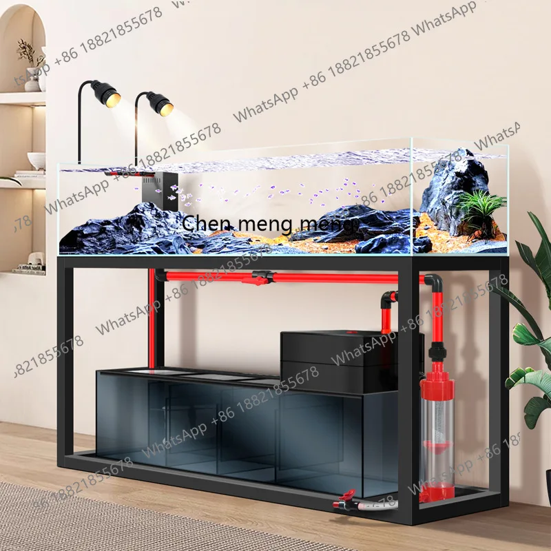 

Free care fish tank ecological landscaping stream tank large bottom filter industrial wind stainless steel frame