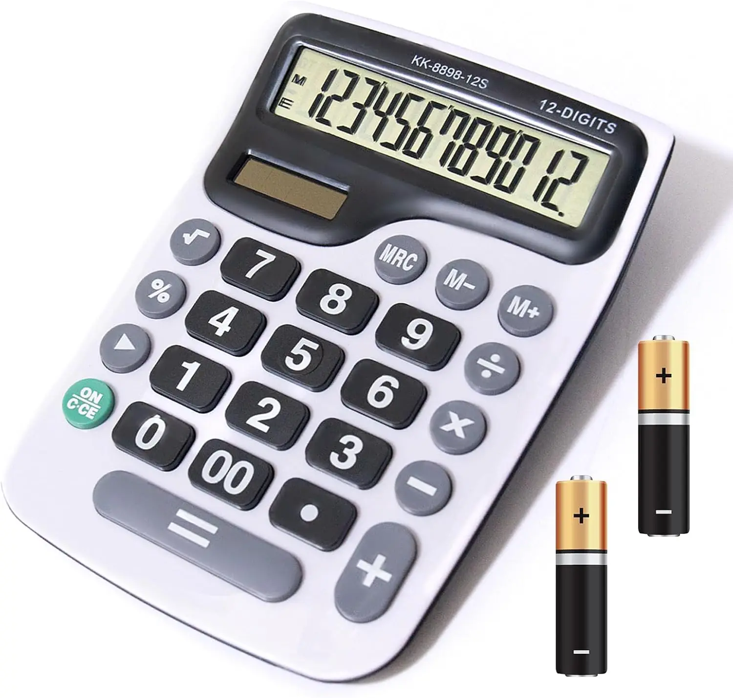 12 Digit Desktop Calculator with Large LCD Display and Sensitive Button, Dual Solar Power and Battery, Standard Function for Off