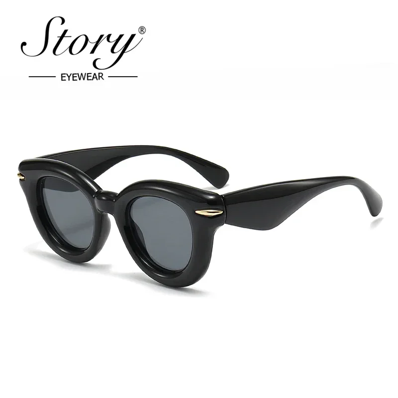 

STORY Fashion Y2K Bubbly Thick Frame Round Sunglasses Women Luxury Brand Designer Vintage Tortoiseshell Sunglasses Men S9032D