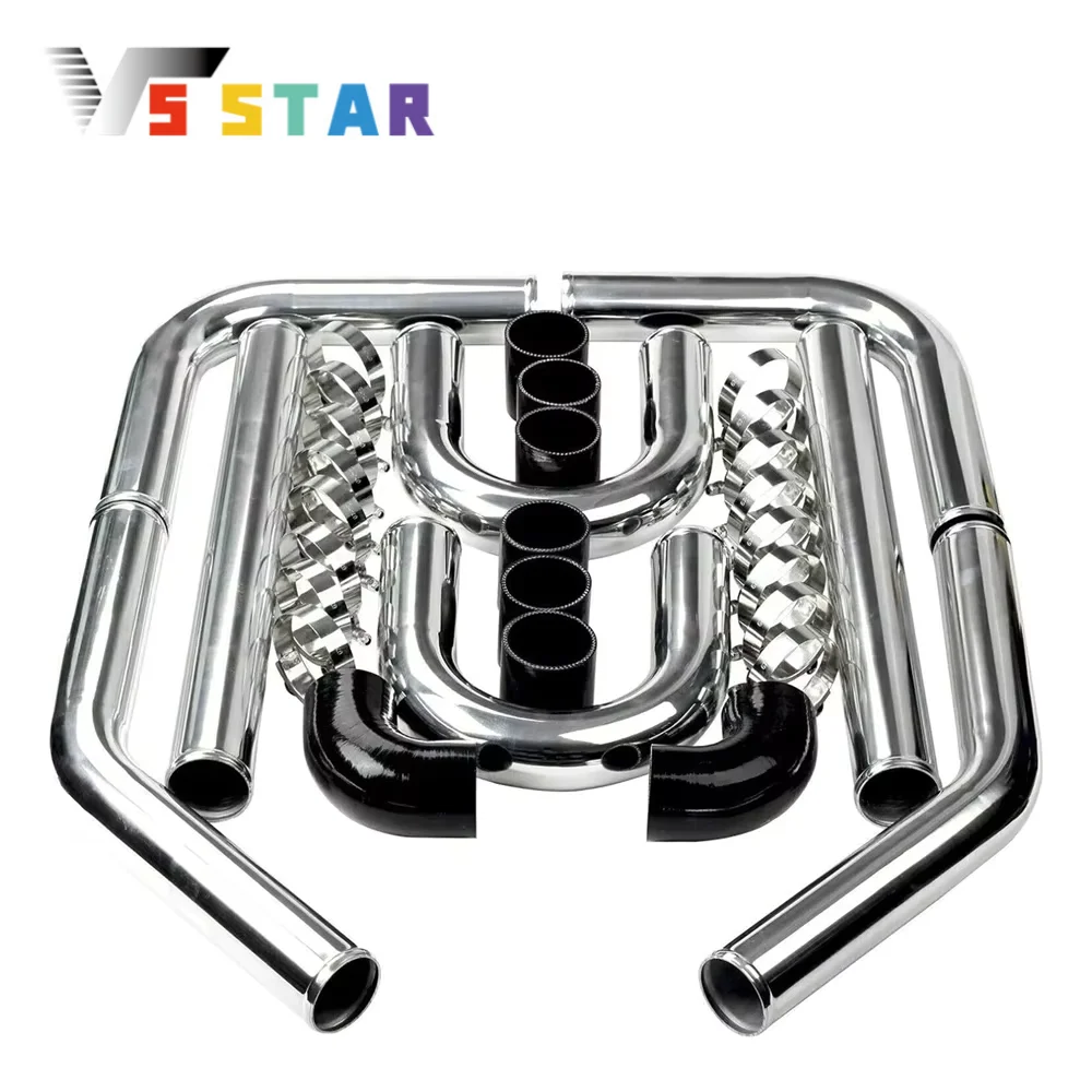 

Высококачественный 2-дюймовый турбополированный алюминиевый интеркулер + силиконовая муфта + комплект зажимов, черный, красный, черный EGR-1048