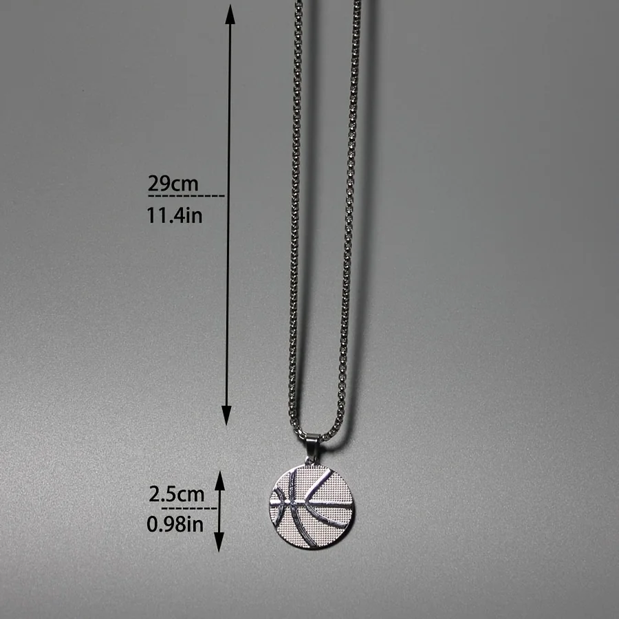 قلادة كرة السلة من الفولاذ التيتانيوم، قلادة زوجين للجنسين، نمط الهيب هوب الشارع، صب قطعة واحدة، لا يصدأ أبدًا