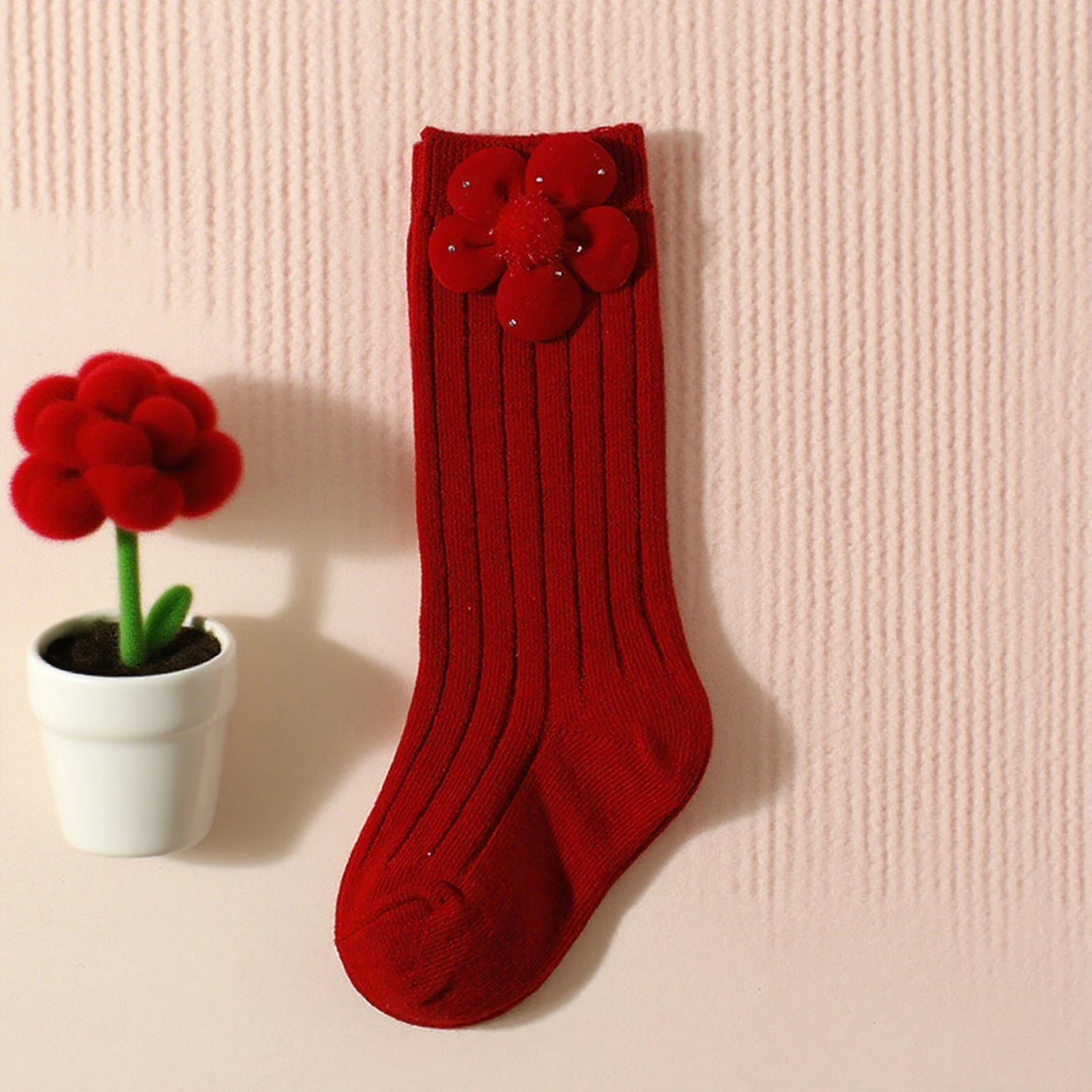 

Tregren Infant Baby Girl Knee High Socks Soft Breathable Long Socks 3D Flower Stockings for Toddlers Children