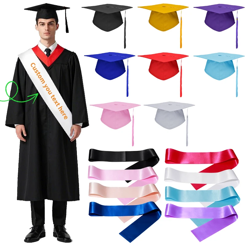 

DIY Custom Graduate Satin Sash Writen As You Want Text and You Image For Student Graduation Hat and Sash Set Party Decor