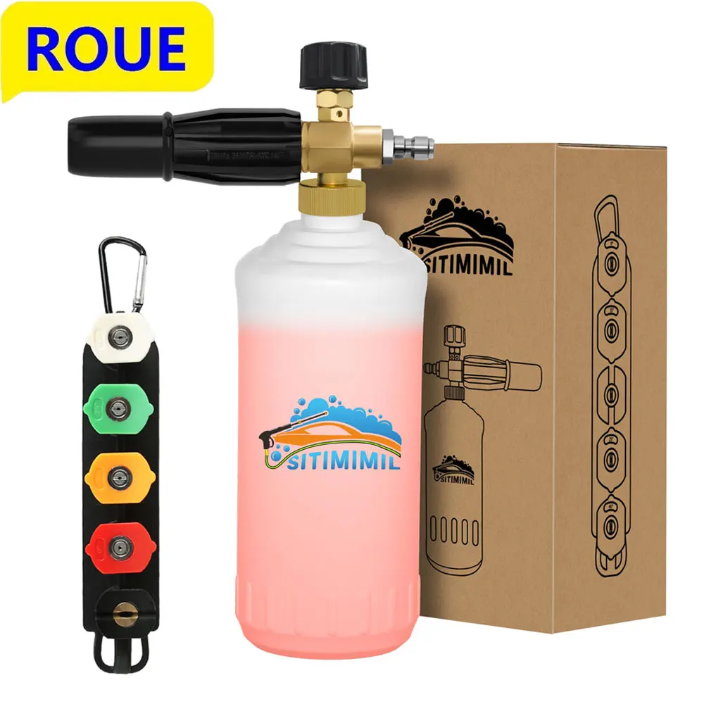 

Пенопластовая пушка Power Washer с быстрым разъемом 1/4 дюйма, пенопластовая пушка для мойки высокого давления, 1 литр, 5 насадок для мойки высокого давления