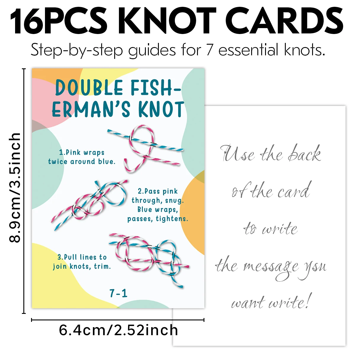 16pcs Comprehensive Knot-Tying Cards,Essential Knots For Daily Outdoor Use,For Camping,Fishing,First Aid,Survival Skills Cards
