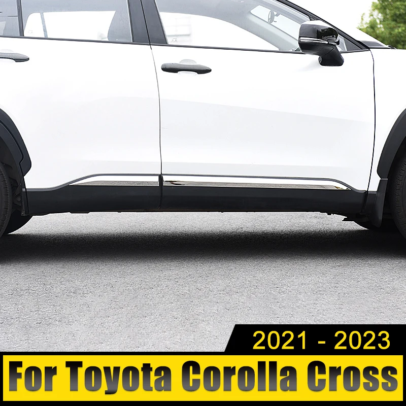 For Toyota Corolla Cross XG10 2021 2022 2023 Hybrid Stainless Car Side Door Body Anti-Scratched Protector Molding Trim Stickers