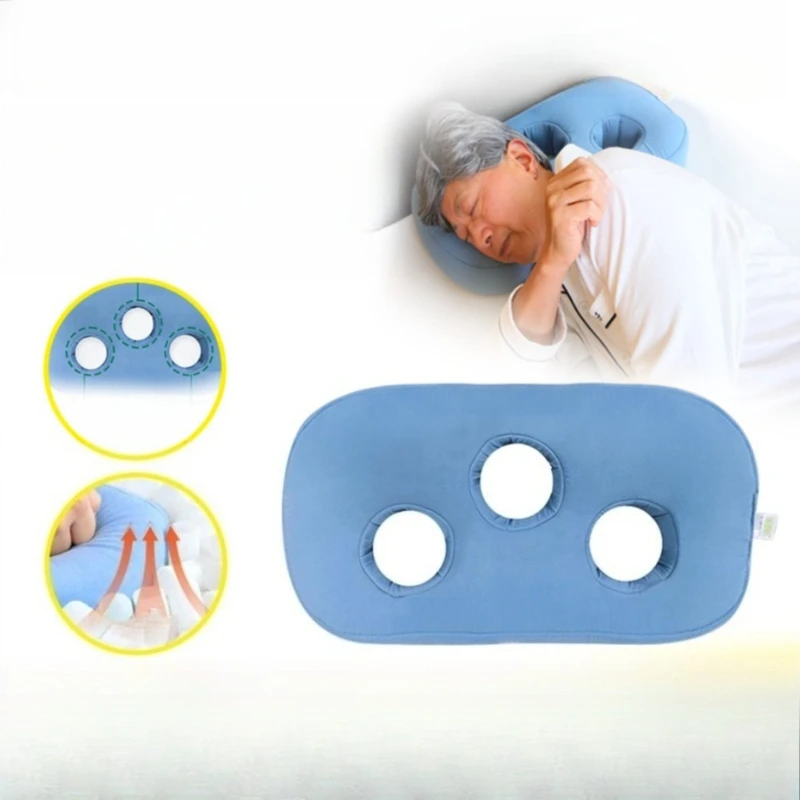 

Подушка для сна на боку для пожилых людей с тремя отверстиями, снимающая напряжение, предотвращающая пролежни, из чистого хлопка, с отверстиями, ортопедическая подушка для шеи