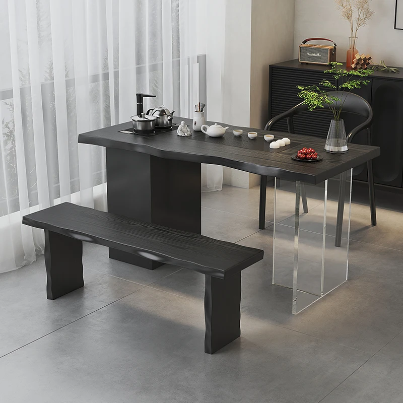 Japandi High Quality Material Grey Tea Table Compact Size All Hardware Included No Wobble Design with Shelves for Balcony