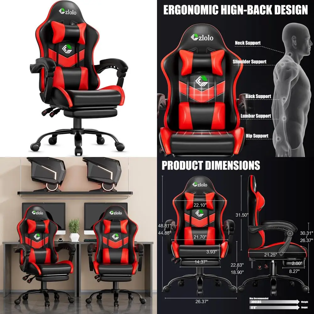 Gaming-Stuhl im Racing-Stil mit Lordosenstütze, Massagegerät, Metallbeinen, hoher Rückenlehne für Videospiele