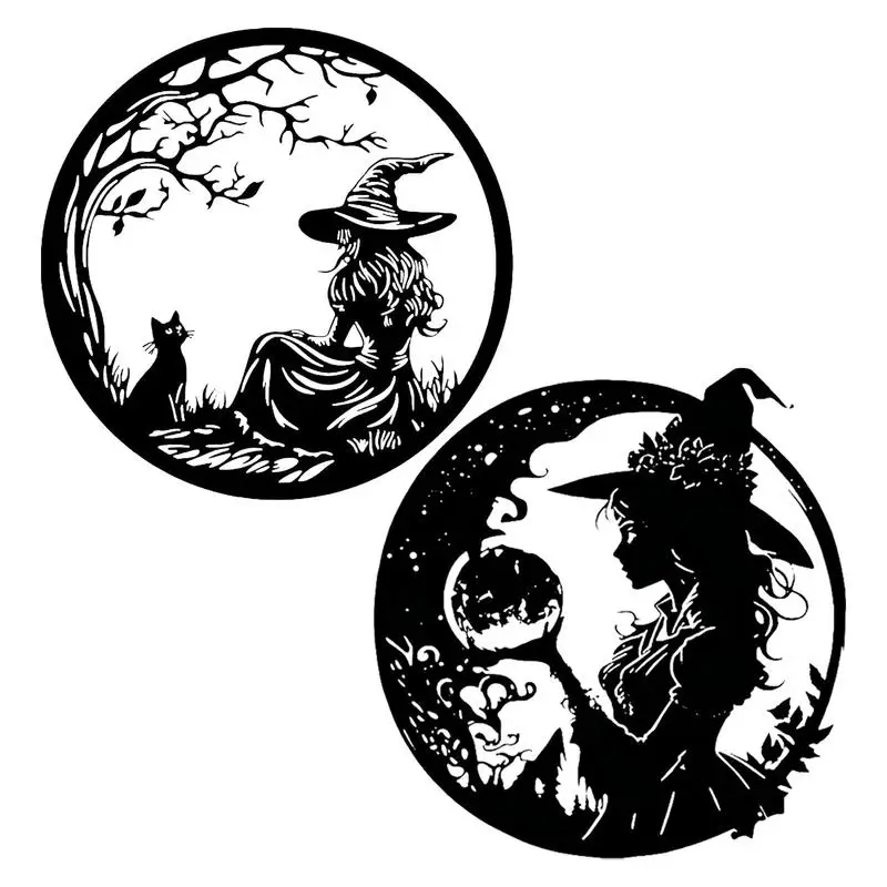 

Metal Wall Art Metal Witch Silhouette Wall Decorations Halloween Indoor Decoration for Entryway Studio Living Room Bathroom