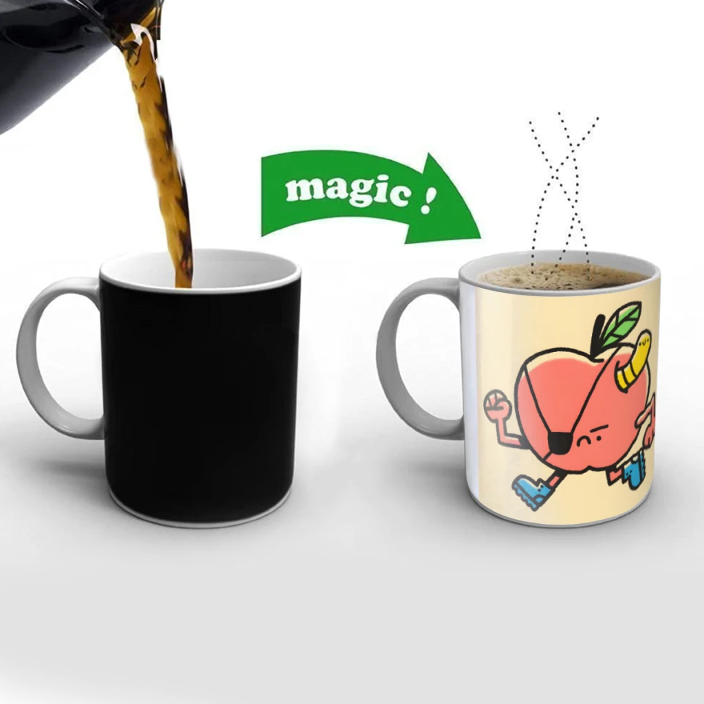

An Apple A Day Creativity Change Color Chang mug Ceramic mug Hot Coffee Cup Breakfast Cup Mug Friend Gift