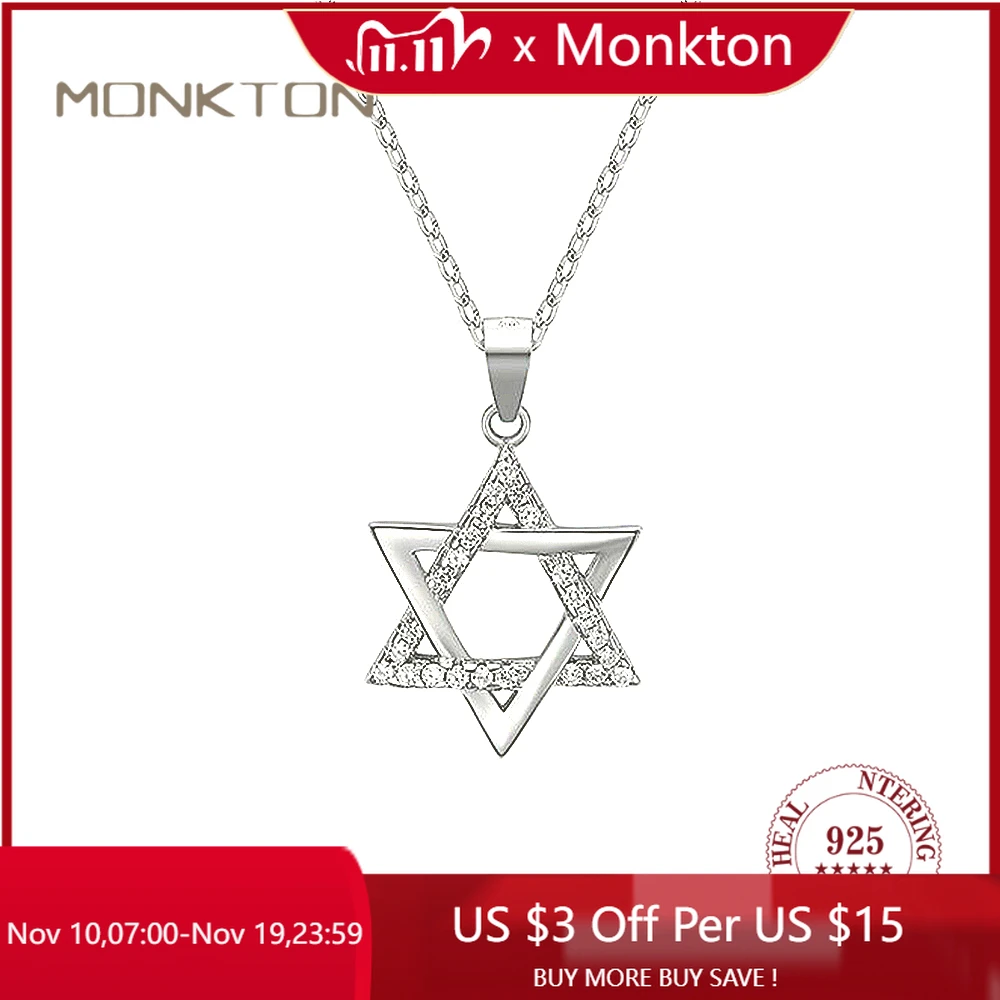 

Monkton 925 Sterling Star of David Necklaces for Women Luxury Hollow Hexagonal Star Pendant Birthday Gift Talisman Fine Jewelry
