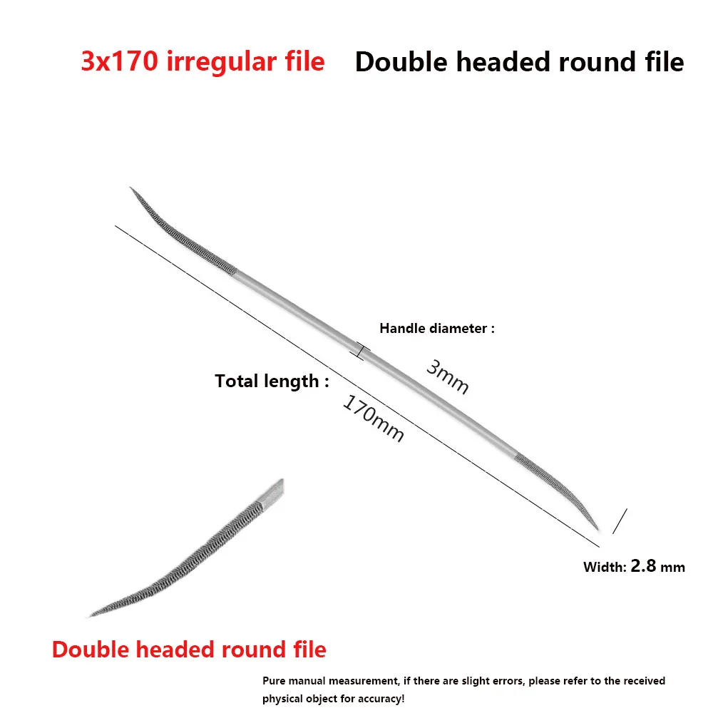 3X170mmDiamond File Set Needle File Set Elbow Curved File Bend Head Mini Needle File For Stone Glass Metal Carving Craft High Qu