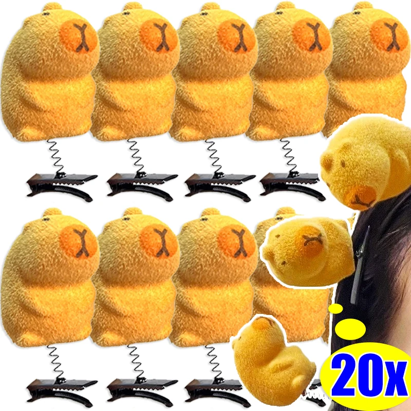 Horquilla de muñeco de peluche de capibara de dibujos animados para niños, horquilla de peluche de Animal 3D a la moda, Clip de pico de pato, sombreros para niñas, juguetes para aliviar el estrés