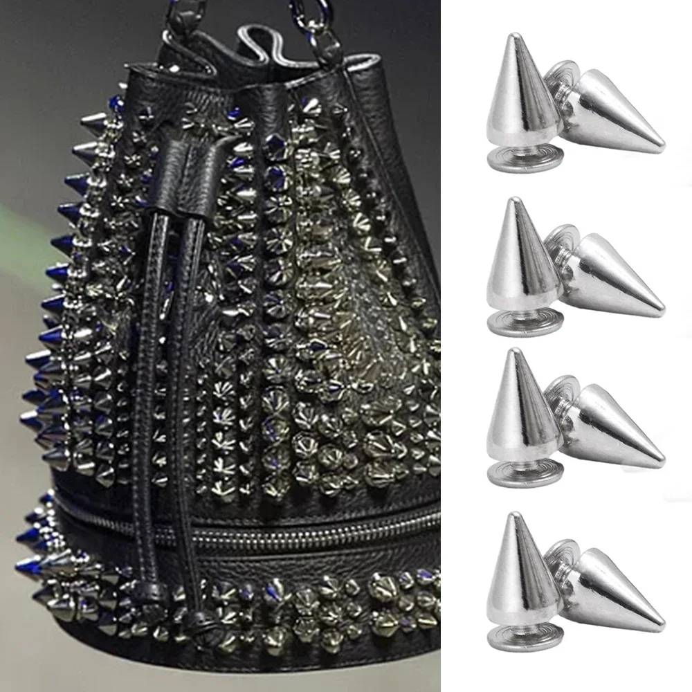 50 Sets Metal Punk Sharp Warhead Screw Rivets Studs DIY Crafts Leather Belt Head Clothing Rivets Spikes Decor Nail Buckles