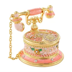 2024 Retro Telephone Style Home Accessories Enamel Jewelry European Style Storage Box Flip Cover Carved Home Decoraion Ornament