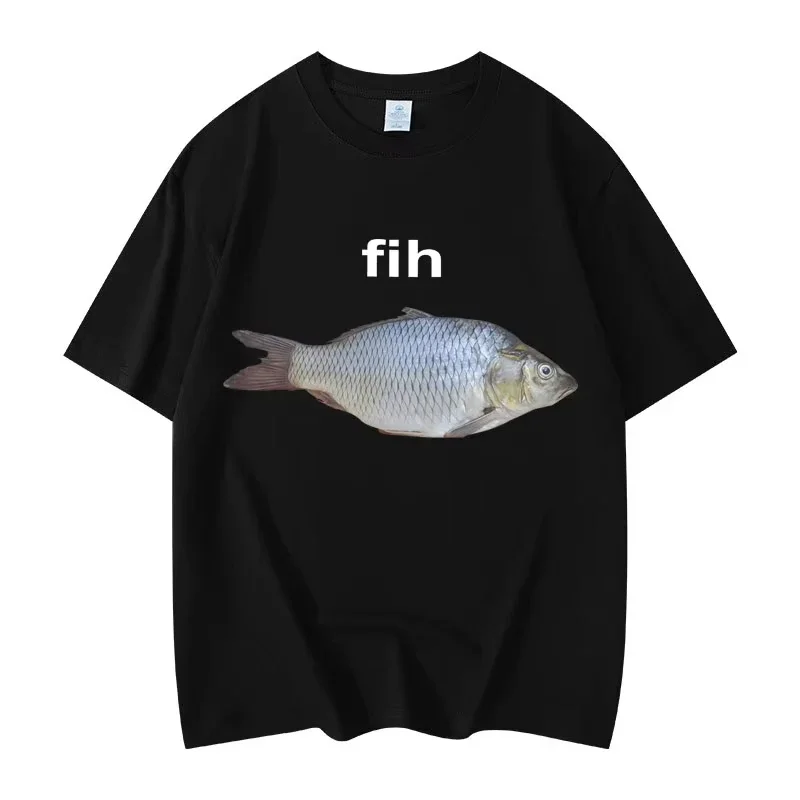 

Fih Fish Funny Emoji Men and Women Street Humor Funny Trend Funny Fashion Short Sleeve T-shirt Street Trend Top Street Wear