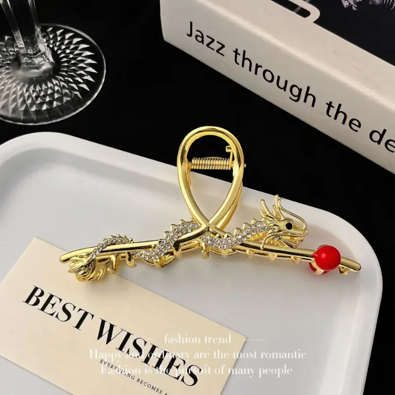 Chinese Style Fashion Dragon Shaped Hair Claw Headdress Delicate Hair Clips Barrettes Women Girls Ponytail Clip Hair Accessories