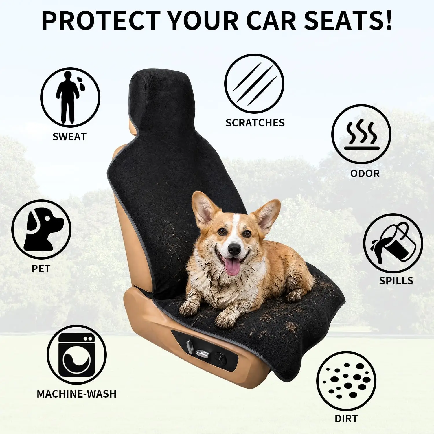 Umbrauto Car Seat Cover Towels Front Seats, Waterproof Sweat Car Seat Towel Protector After Gym Post Workout Athletic, SUV Truck Seat Towel Cover for Running Swimming Beach and Hiking,Black view 8