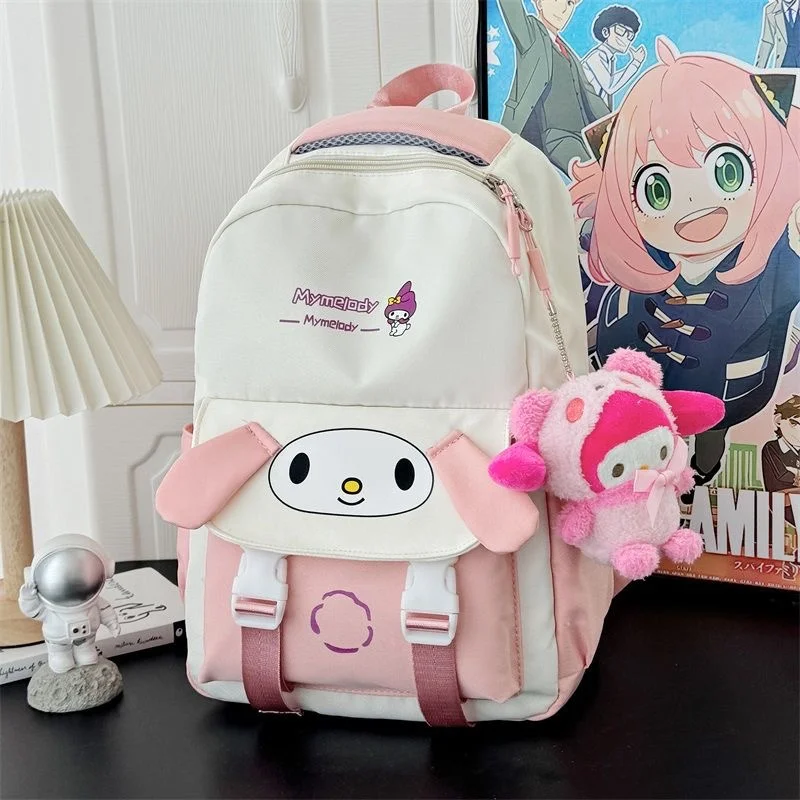 

Sanrio Cartoon Kuromi Anime Backpack for Student 2024 New Simple Large-capacity Double-pocket Schoolbags Travel Birthday Gift