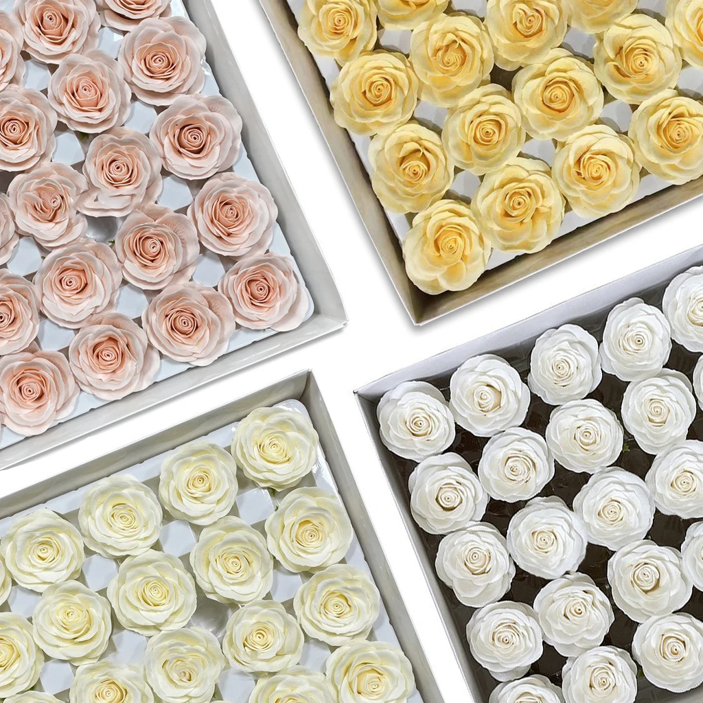 Savon Éternel Fête des Mères, Décoration de Mariage Artificielle, Bouquet Simulé, Tête de Fleur DIY, Rose Faite à la Main, Qualité Supérieure, 25 pièces/lot