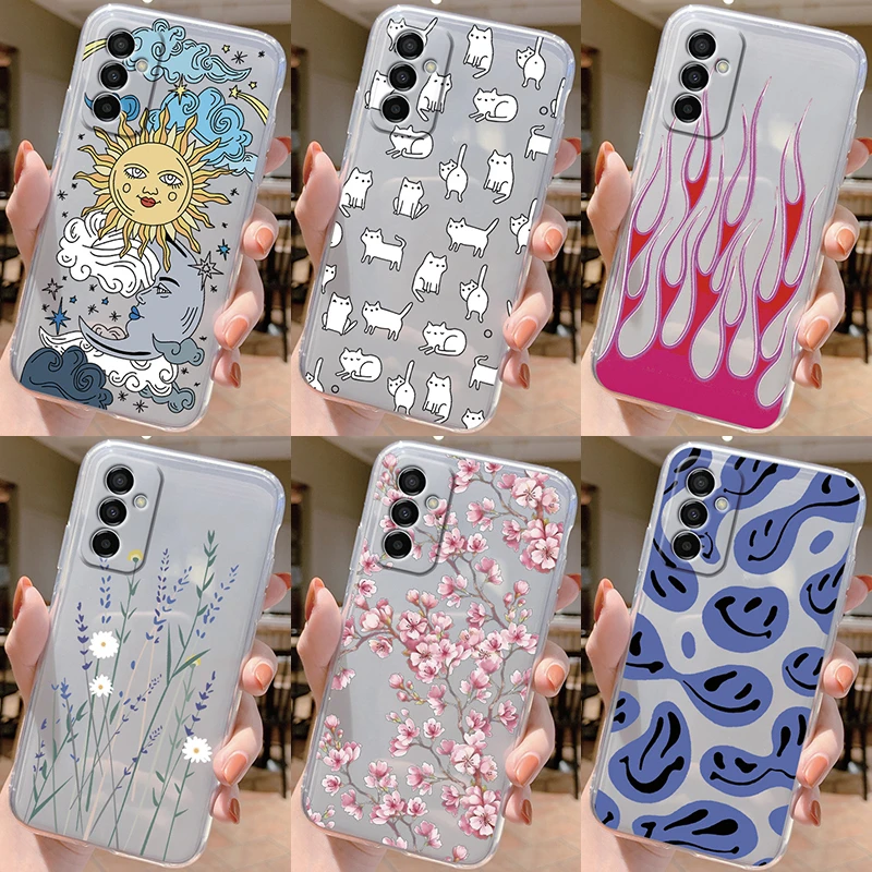 For Samsung Galaxy M23 5G F23 Case Cover Cute Butterfly Flowers Protective Soft Silicone Phone Case For Samsung M 23 Transparent