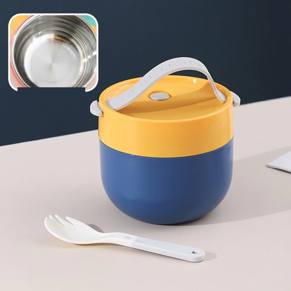 

Portable 600ml Food Thermal Jar Vacuum Insulated Dopamine Thermos Containers Sealed with Spoon Insulated Soup Cup Work Travel