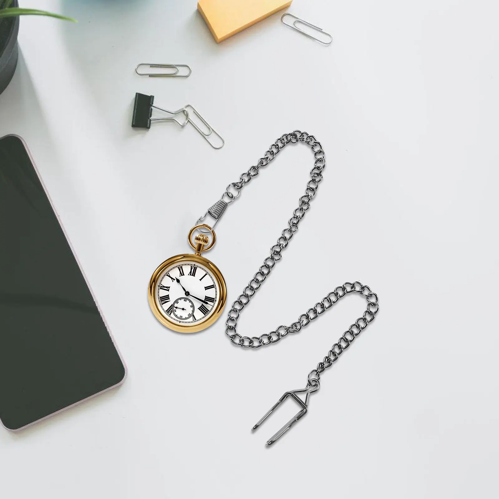 

3Pcs Vintage Metal Alloy Pocket Watch Chain Classic Retro Clip Chain Replacement Universal Fit Mechanical Quartz Watch Accessory