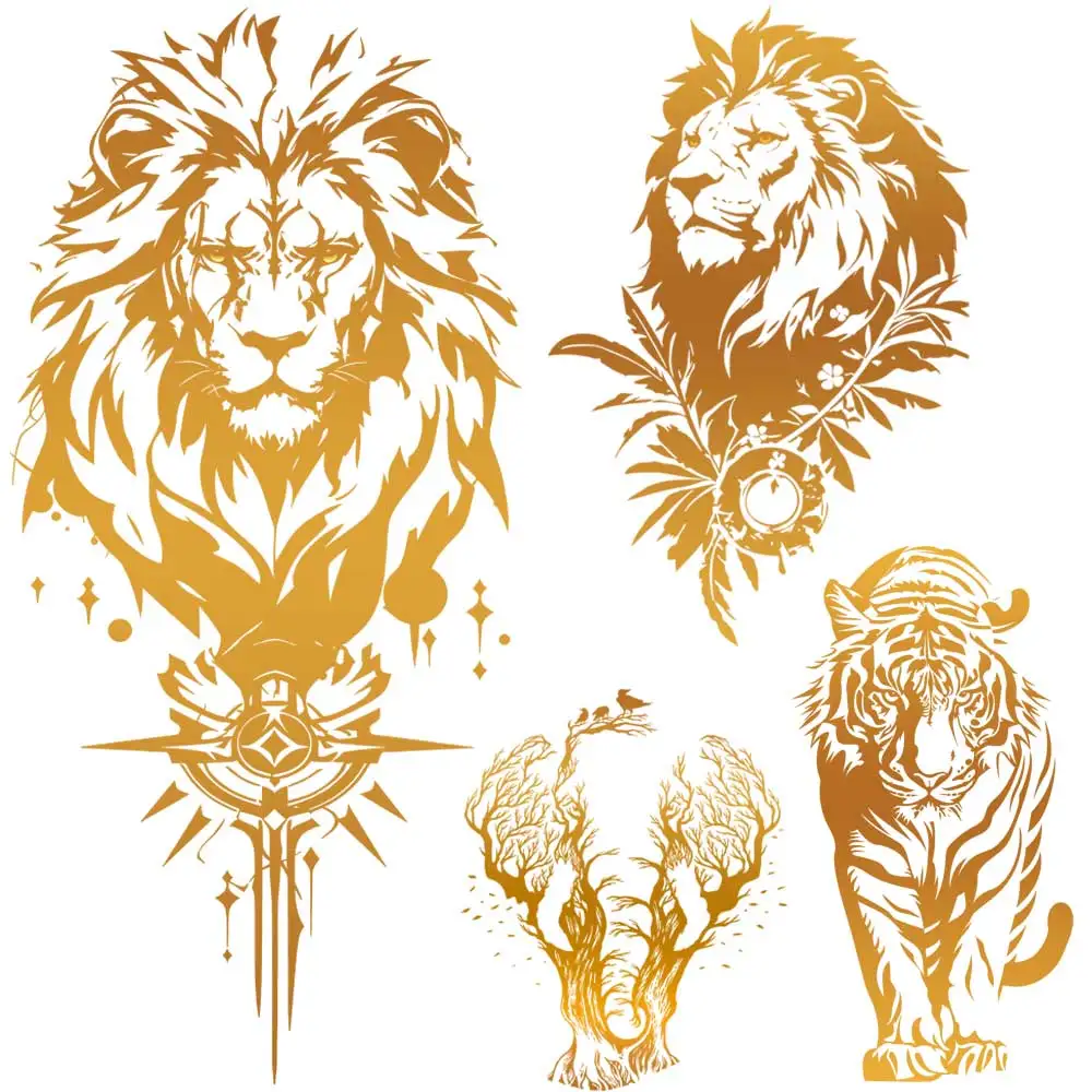 Golden Lion Heat Transfer For clothes DIY A-Level Washable T-shirts Iron-on Thermal Stickers Beautiful Animal Patches Appliqued