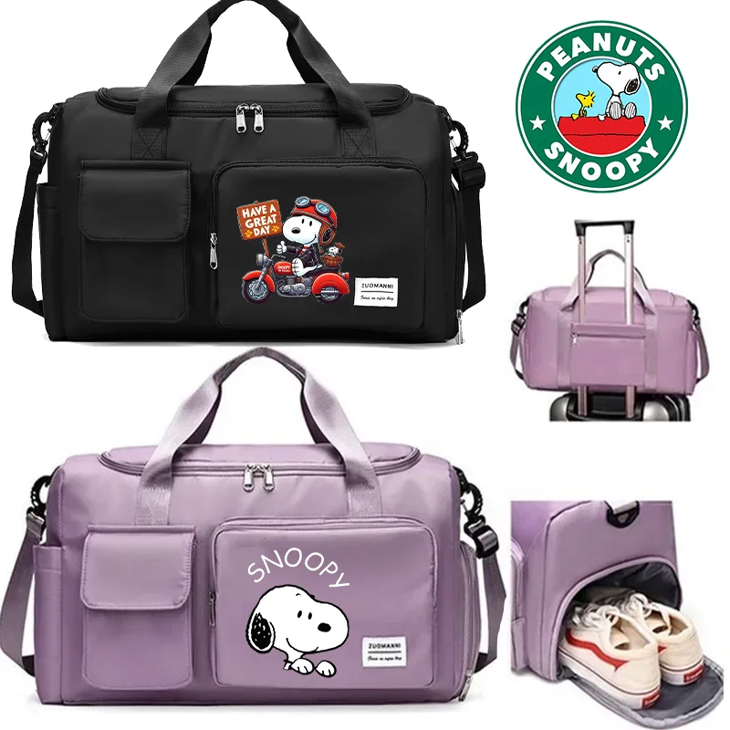 

Snoopys Women Carry Travel Bag Large Capacity Men Waterproof Gym Weekend Duffle Bags with Shoe Compartment Sport Fitness HandBag