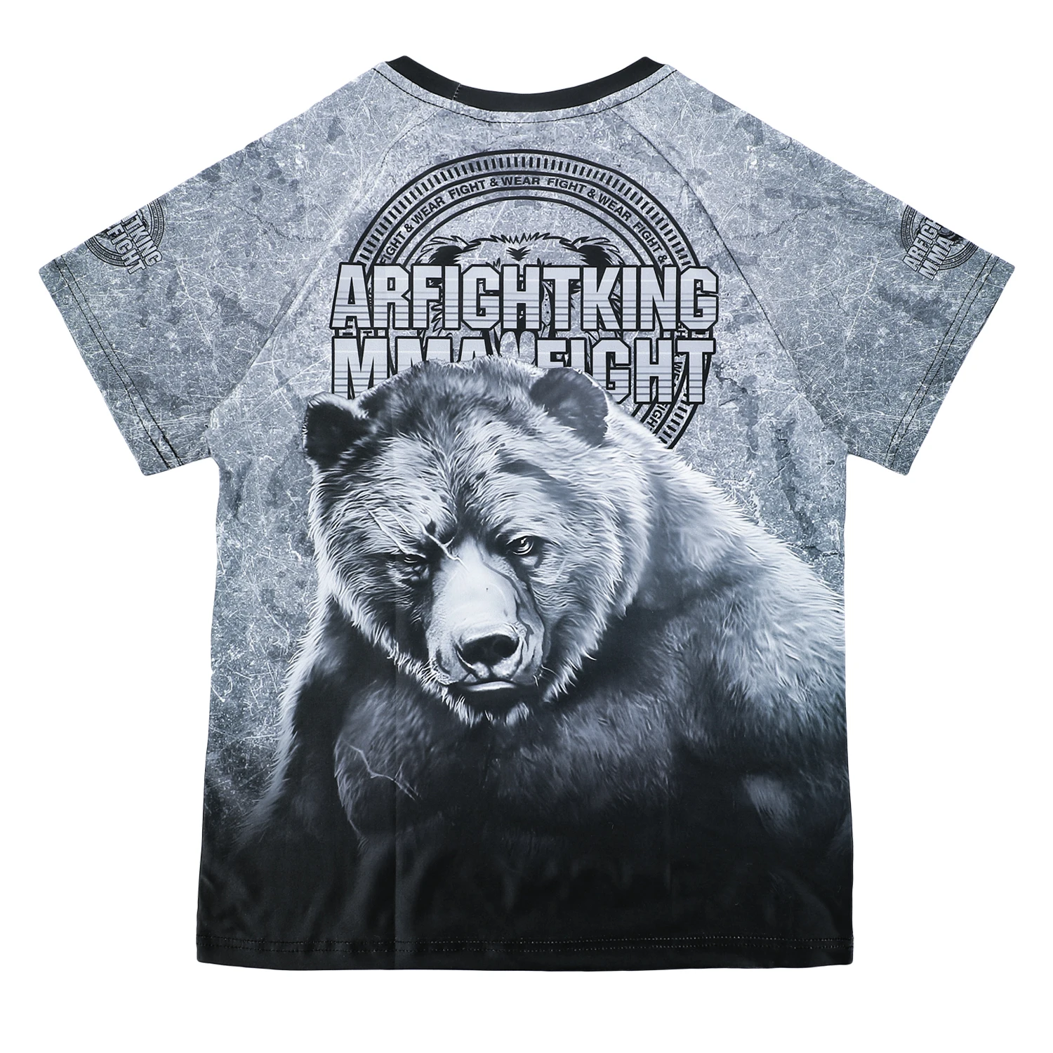 MMA Grizzly Print Judo Boxing Casual Running Training Quick Dry Fighting Men's Jujutsu Fitness Half Sleeve Short Sleeve T-shirt