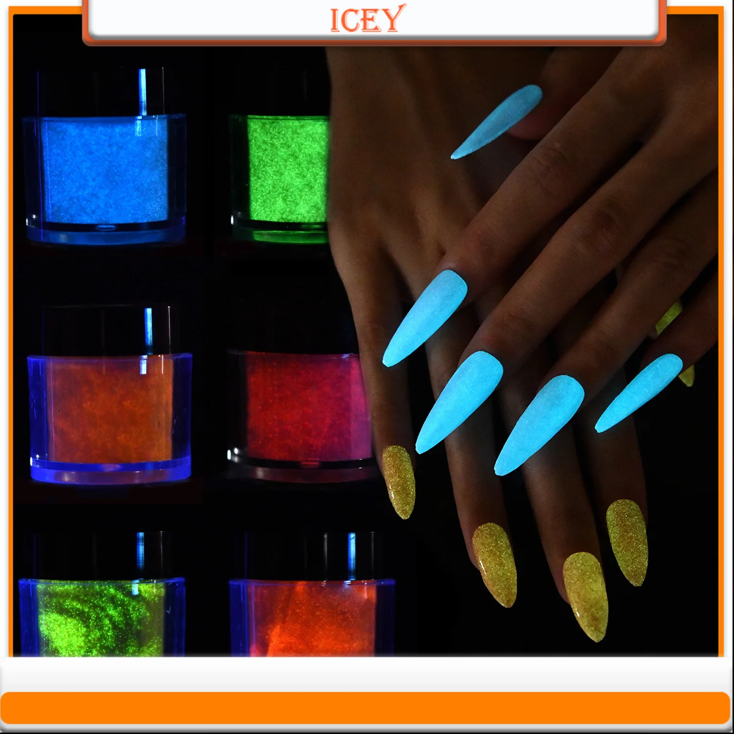 Icey Beauty 10g Nail Luminous Crystal Powder Proszki akrylowe Crystal Nail Art Crystal Nail Extension Carving Non-Yellowing