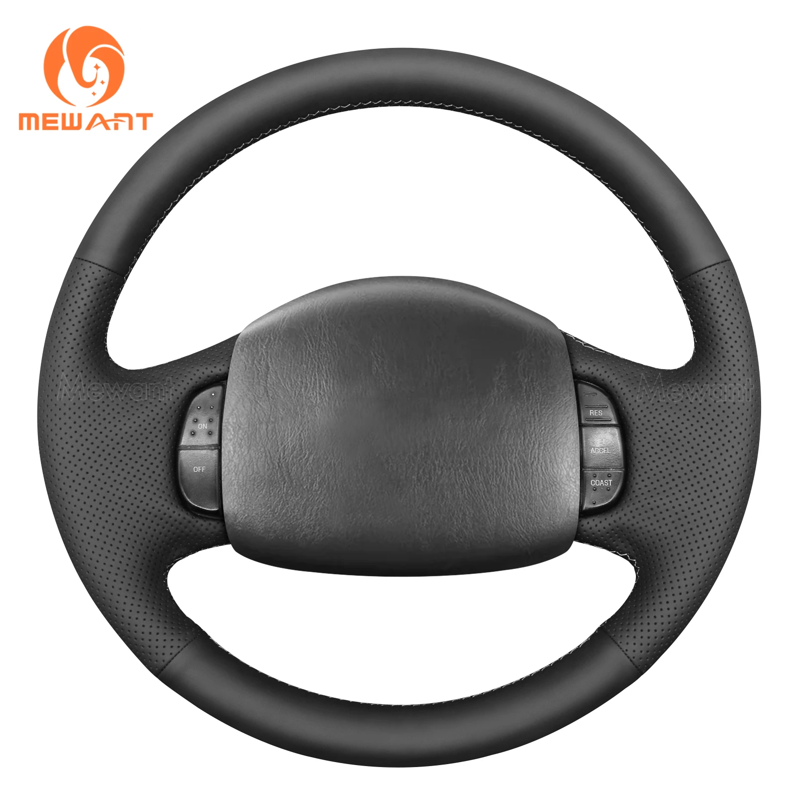 Mewant Black Artificial Leather Car Steering Wheel Cover for Ford F150 F250 F350 Expedition Excursion 1997-2003