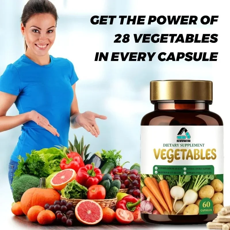 25 in One Vegetable Extract - Green Food Supplement 60 Capsules