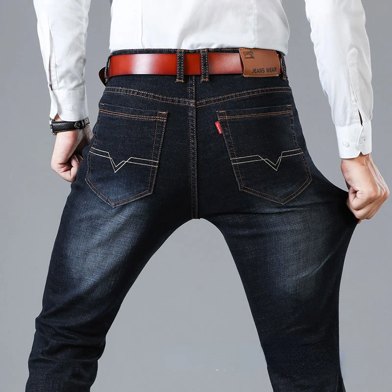 Fashion Winter Jeans Casual Business Stretch Classic Work Long Pants Trousers Male Clothing