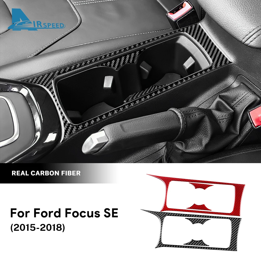 Naklejka z prawdziwego miękkiego włókna węglowego do Ford Focus SE RS ST Ecoboost 2015 2016 2017 2018 LHD Car Gear Panel kubka na wodę Wykończenie wnętrza