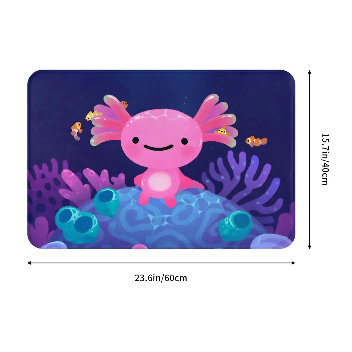 Art Kitchen Non-Slip Carpet Coral Axolotl Flannel Mat Welcome Doormat Home Decor Rug