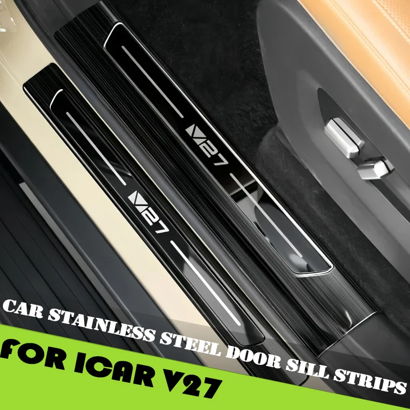 

Car Stainless Steel Door Sill Strips Suitable for Chery ICAR V27 2026 Modified Auto Door Threshold Protection Plate Accessories